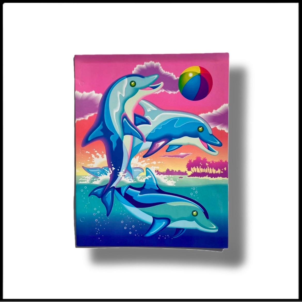 Vintage 1990s Lisa Frank Playing Dolphins Unpunched Folder