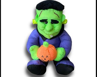 Vintage Stuffins FRANKENSTEIN Nylon Plush Halloween Monster 1993 Pumpkin / Jacko