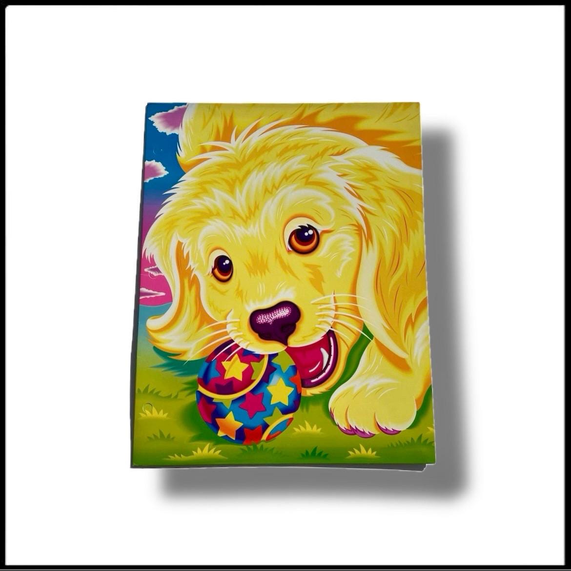 Vintage 1990s Lisa Frank Golden Retriever Unpunched Folder