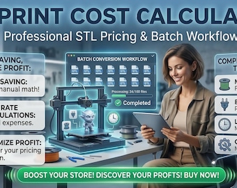 3D Druckkosten-Rechner - STL Pricing Tool, Filament, Strom Tracker (Digitaler Download)