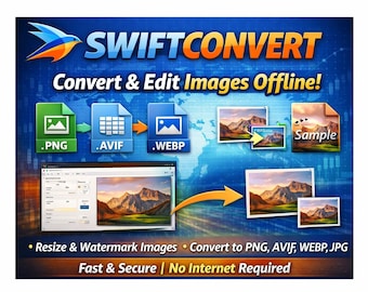 SwiftConvert Pro: Desktop Stapel Bildkonverter, Resizer, Wasserzeichen (Fenster)