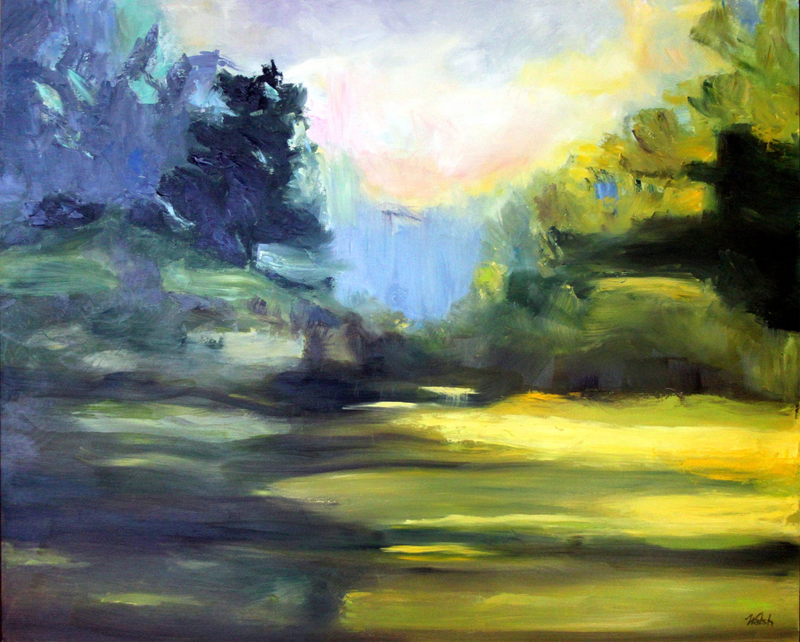 Buy Original Oil Painting Loose Modern Landscape sunlit Glade Online