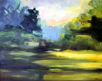 Original Oil Painting: Loose Modern Landscape "Sunlit Glade"