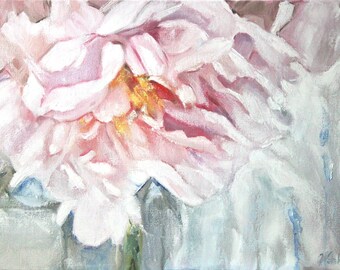 Original Oil Painting: Modern impressionist floral - pink peony