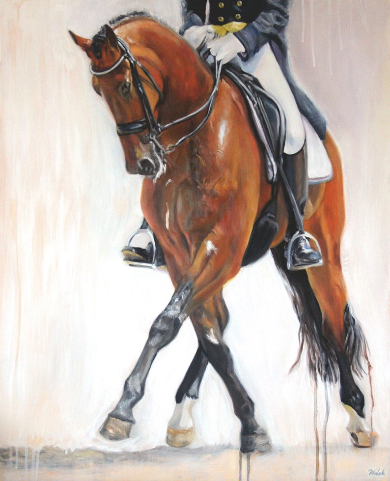 Original Oil Painting of Equestrian Sport: Dressage Horse and Rider - Etsy