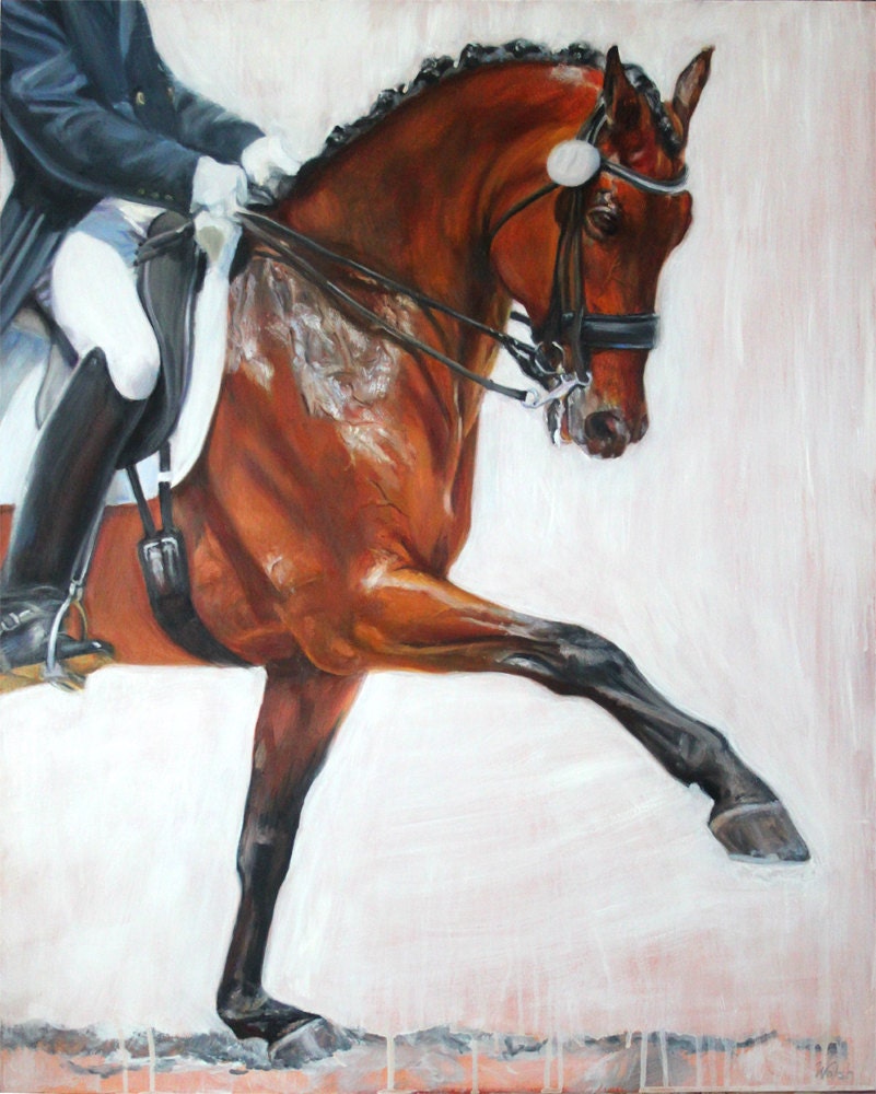 Original Oil Painting of Equestrian Sport Dressage Horse and Rider Etsy