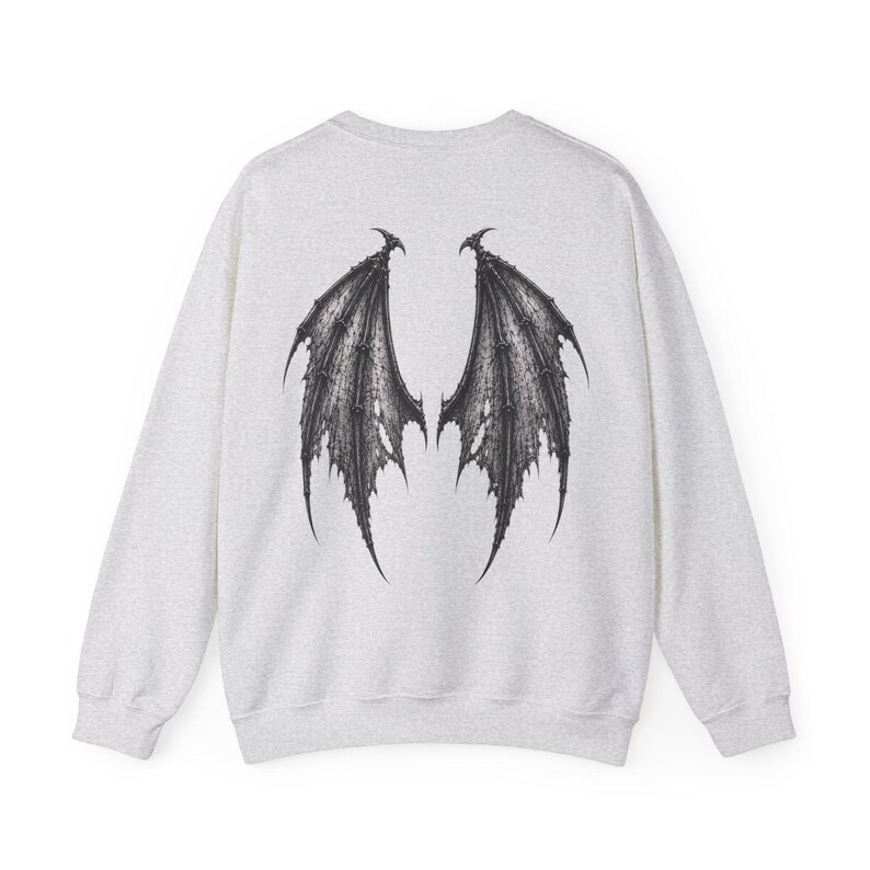 Devilish Bat Wings Gothic Crewneck Sweatshirt, Oversized Streetwear Top image 10