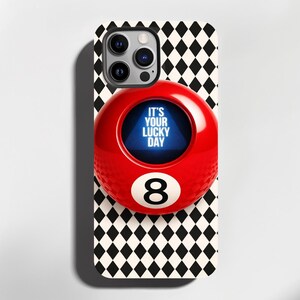 Magic 8 Ball iPhone Case | Checkered Harlequin Retro Cover (MagSafe Compatible)