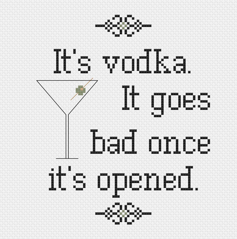 Vodka Goes Bad Once It's Opened Cross Stitch Pattern Etsy