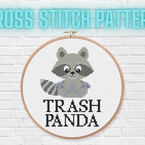 Trash Panda Cross Stitch Pattern