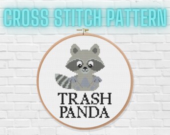 Trash Panda Cross Stitch Pattern