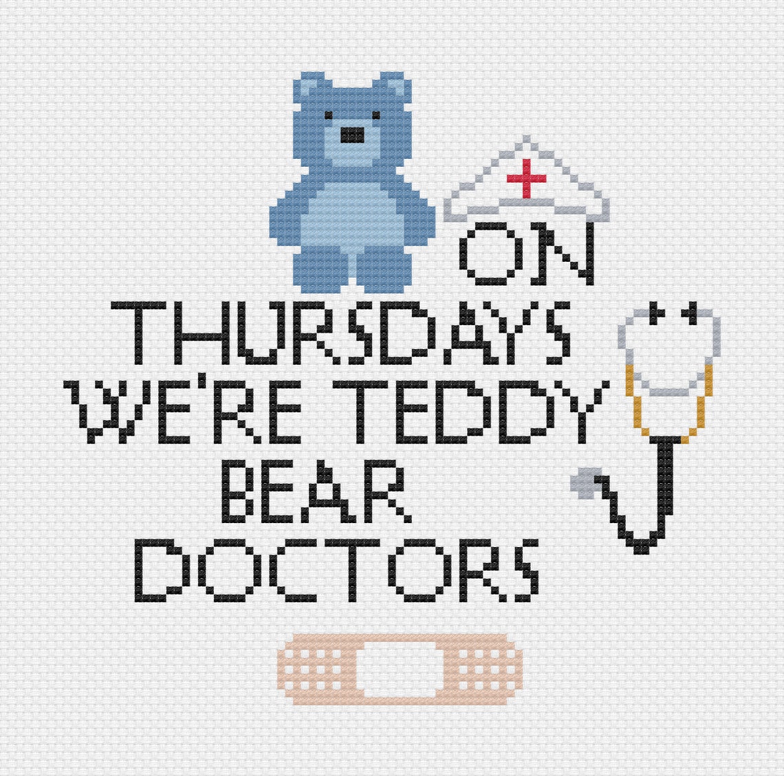 On Thursdays We Re Teddy Bear Doctors Cross Stitch Pattern Etsy