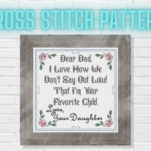 Dear Dad Cross Stitch Pattern