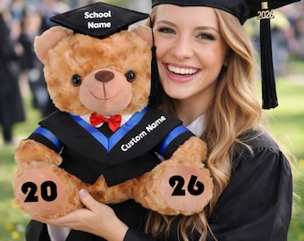 Personalized Graduation Bear 2026, Custom Teddy Bear with Name, Class of 2026 Gift, Graduation Plush Keepsake For Kids Students Friends