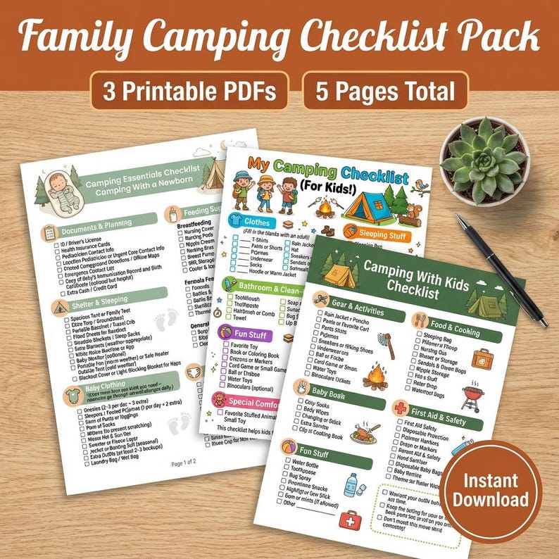 Family Camping Checklist Pack | Kids Baby Toddler Outdoor Trip Packing ...