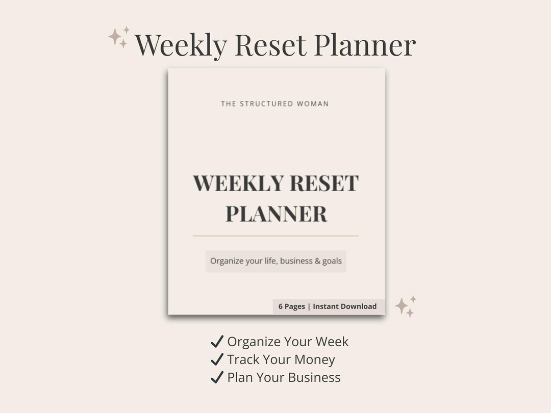 Weekly Reset Planner | Printable Weekly Planner | Digital Planner for ...