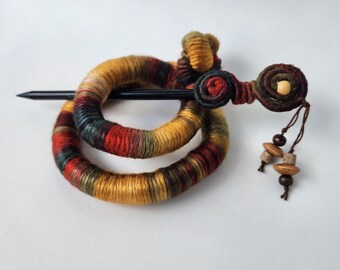 Large Textile Hair Barrette, Ornate Stick Slide, Earth Tone Fascinator