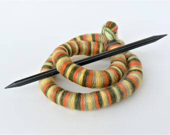 Colorful Textile Hair Bun Barrette: Ethnic Ponytail Hair Slide