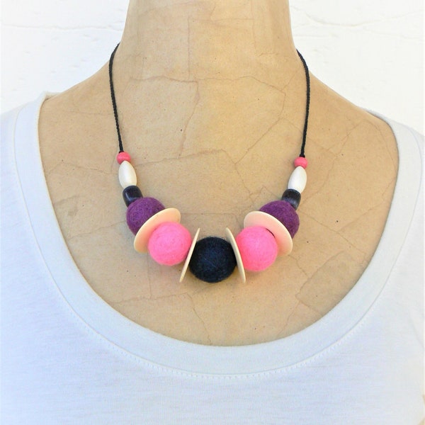 Felt Ball Necklace Etsy