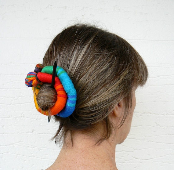 Stick Slide Fascinator Rainbow Jewelry Ethnic Bun Holder Etsy