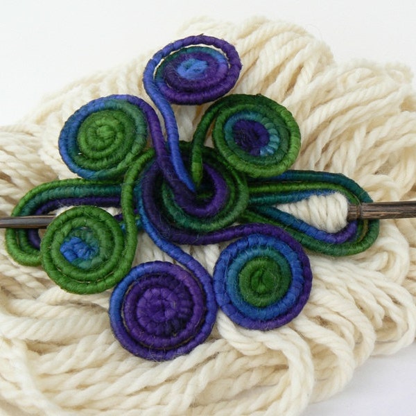Shawl pin, Fastener, Fascinator, Hair barrette, Hair stick blue, green, violet