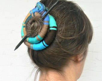 Geometric Hair Clip Stick: Tribal Bun Barrette, Shawl Brooch