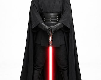 Handmade Dark Lord Robe Costume, Black Hooded Sith Cloak, Galactic Villain Comic Con Cosplay.