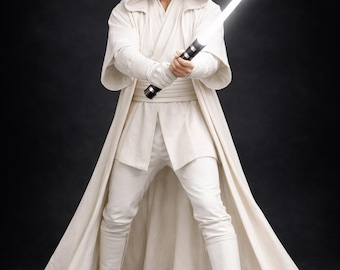 White Space Knight Hooded Robe Cosplay Costume, Sci Fi Fantasy Warrior Outfit