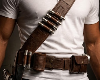 Handmade Smuggler Bandolier Belt, Space Bounty Hunter Utility Belt, Comic Con Cosplay Accessory.