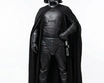 Strój cosplay Mrocznego Władcy, czarna zbroja, peleryna galaktycznego wojownika Sithów.