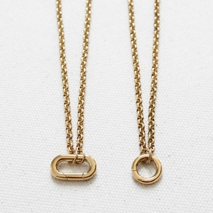 Collar con mosquetón de oro resistente al agua, collar con cierre a presión ovalado de oro de 18 quilates que no se deslustra, collar con capas de oro