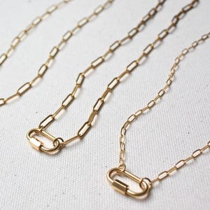 Waterproof Gold Paperclip Carabiner Necklace, Non Tarnish Gold Necklace, Front Clasp Necklace, Gold Layering Necklace