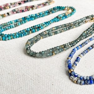 Tiny Gemstone Bead Necklace, Mini Gemstone Necklace, 14k Gold Filled Gemstone Necklace