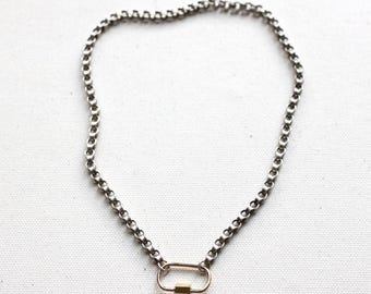 Carabiner Necklace | Biker Chain | Gold Vermeil Carabiner Clasp