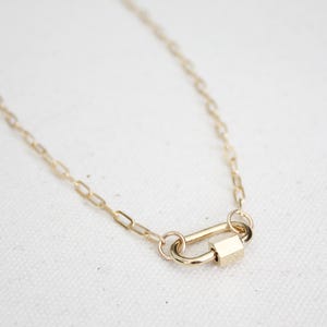 Gold Filled Paperclip Necklace with Carabiner Screw Clasp, Charm Holder Necklace, minimalist necklace, Everyday Gold Necklace