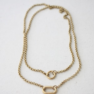 Non Tarnish Gold Carabiner Necklace, Waterproof Gold Necklace, Layering Necklace