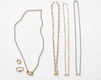 Customizable Charm Holder Necklace | Carabiner Pendant, 18k Gold Plated, Waterproof