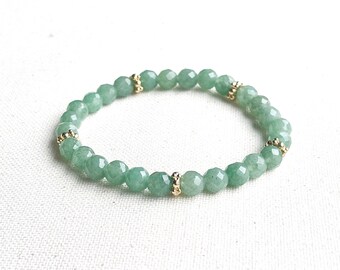 Green Aventurine Bracelet, Green Gemstone Bracelet, Gemstone Stretch Bracelet 7mm