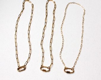 Gold Paperclip carabiner necklace | Waterproof and Non Tarnish 18K Gold Stainless Steel
