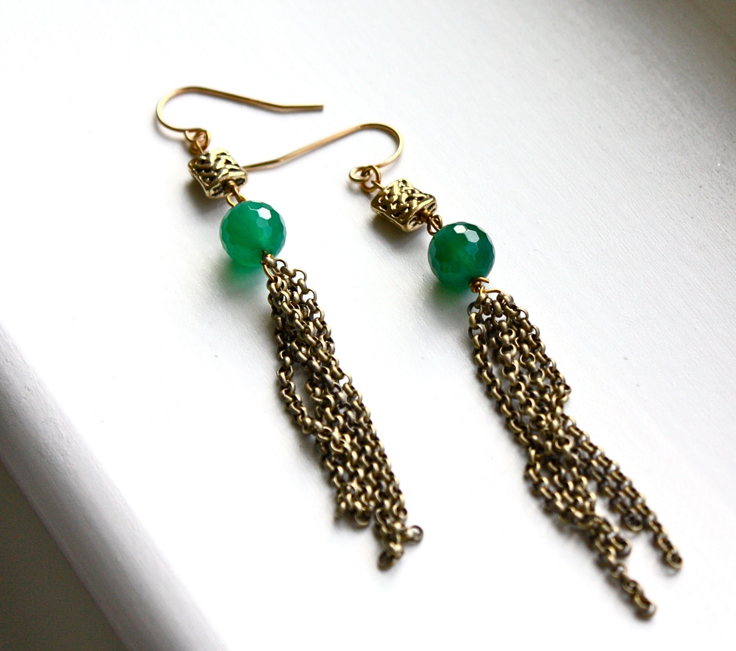 Boucles D'oreilles Pendantes En Or 9 Carats Avec Cz - Longueur 4,5 Cm - Parfait état