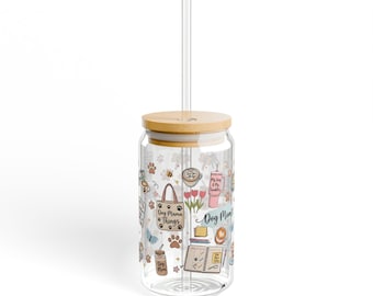 Hund Mama Sipper Glas 16oz | Coole Hundemama Mama Dinge Bambus Deckel