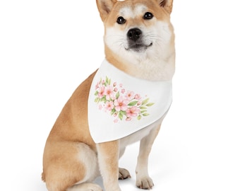Rosa Blumenstrauß-Haustier-Bandana-Halsband | Frühlingsblumen Halstuch