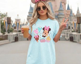 Minnie Mouse Sweets Tee, Comfort Colors Shirt, Disney, Disney world, Disneyland | Cute Balloon Ice Cream Cupcake T-shirt