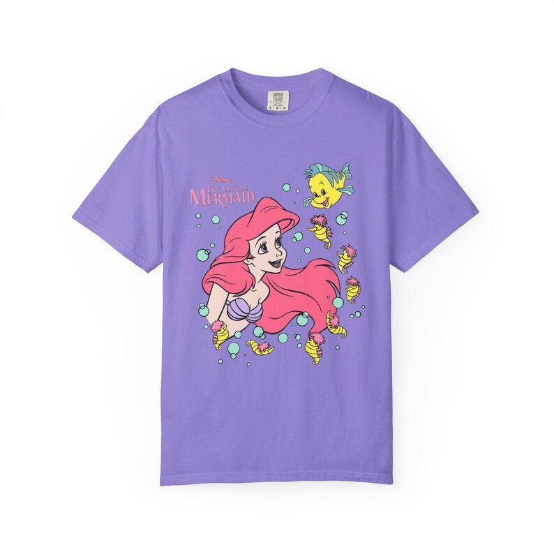Ariel Little Mermaid Retro T-shirt | Ariel with Flounder Disney Princess image 17