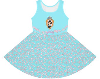 Vestido floral de la princesa Jasmine de Disney para niñas / estampado floral azul Vacaciones en Disneyland, Magic Kingdom, Disney, Princesa Jasmine