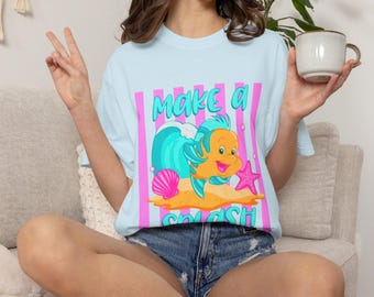 Ariel & Flounder Make a Splash T-Shirt | Disney Kleine Meerjungfrau Urlaub T-Shirt