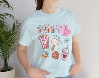 Disney Shirt, Mickey Mouse Shirt, Minnie Disney,Pink Park Snacks tee | Ice Cream, Popcorn, Balloon, Cookie