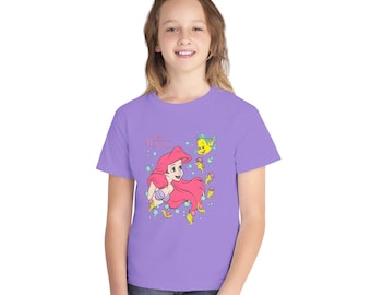 Ariel kleine Meerjungfrau T-Shirt | Ariel und Flounder Kinder Gelbes Shirt