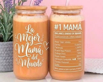 La Mejor Mamá del Mundo Sipper Glas | 16 Unzen Glas mit Strohhalm