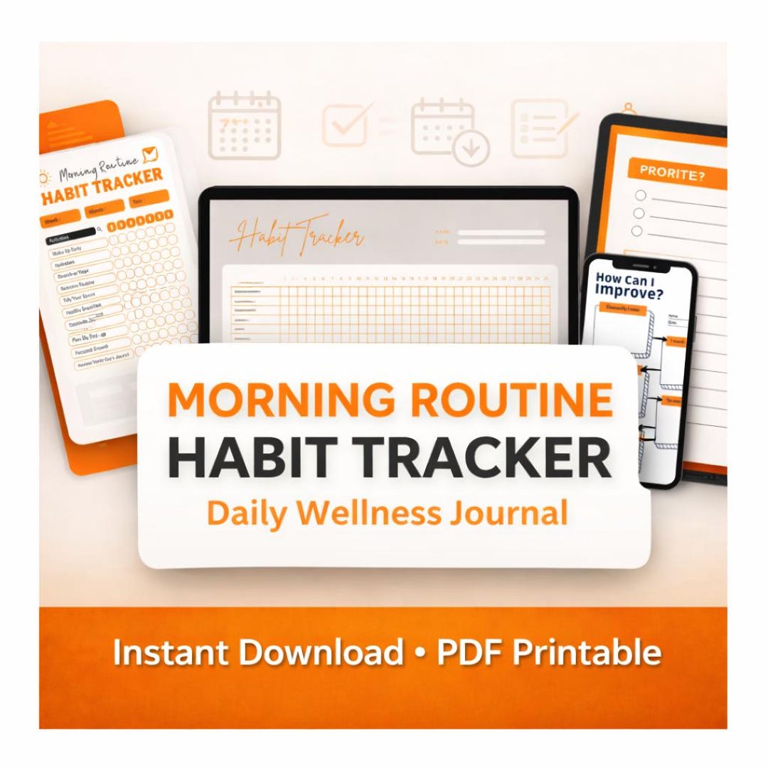 Morning Routine Habit Tracker | Daily Wellness Journal (digital ...